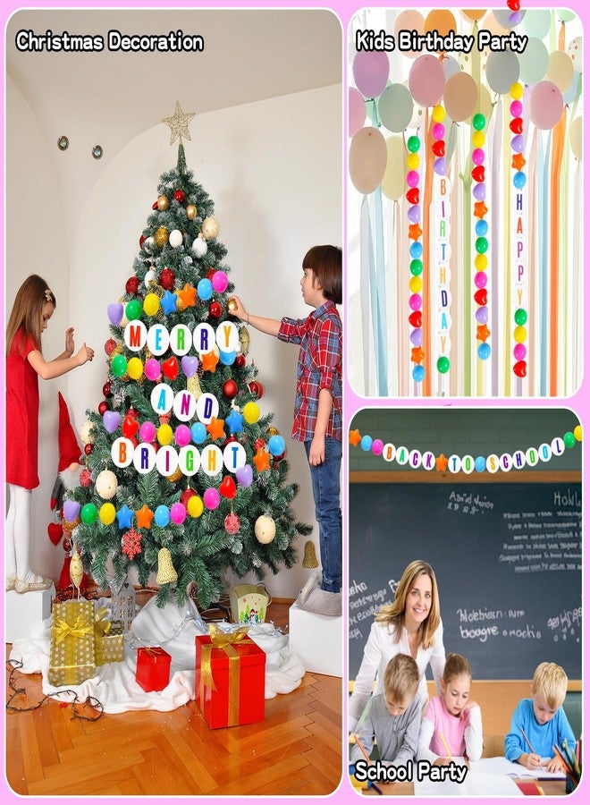 TRENDPLAY Giant Friendship Bracelet Garland with 50 Plastic Balls,24 PCS Foam Circles for Crafts Kit, Create Vibrant Birthday/Christmas Party Hangings with Star Shaped & Round Balls (Rainbow) - Image 3